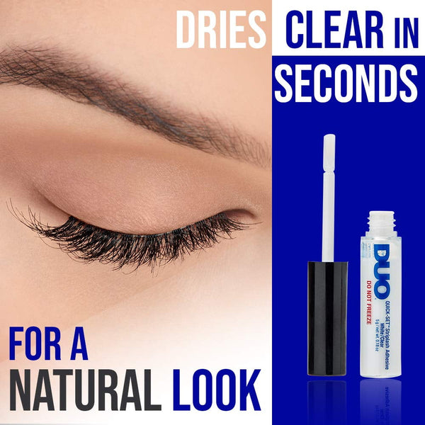 DUO Quick-Set Strip Lash Adhesive - White/Clear, Latex-Free, Water-Resistant, Long-Lasting, Lash Glue, 0.18 oz