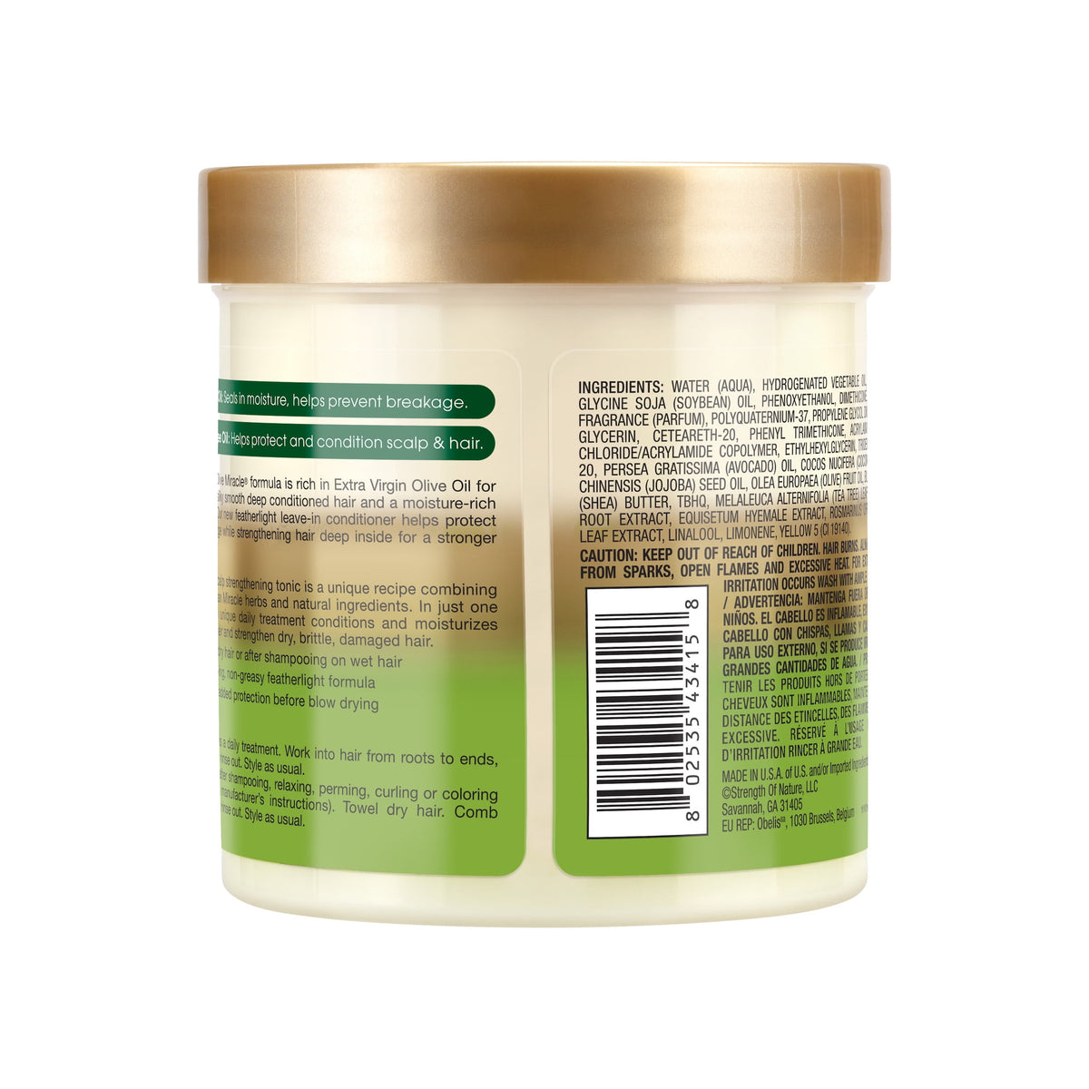 African Pride Olive Miracle Leave-in Conditioner 15 oz, Moisturizing, Damaged Hair, Unisex