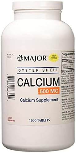 Major Oyster Shell Calcium Supplement, 500 mg, Tablets, 1000 ea - OTC Shoppe Express