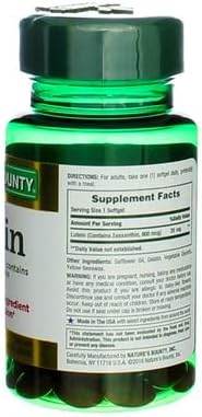 Nature's Bounty Lutein, 20 mg, Softgels, 40 ea - OTC Shoppe Express