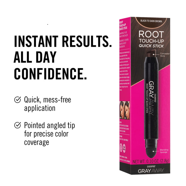 Everpro Gray Away Temporary Hair Color Root Touch-Up Quick Stick, Black/Dark Brown, 0.10 oz