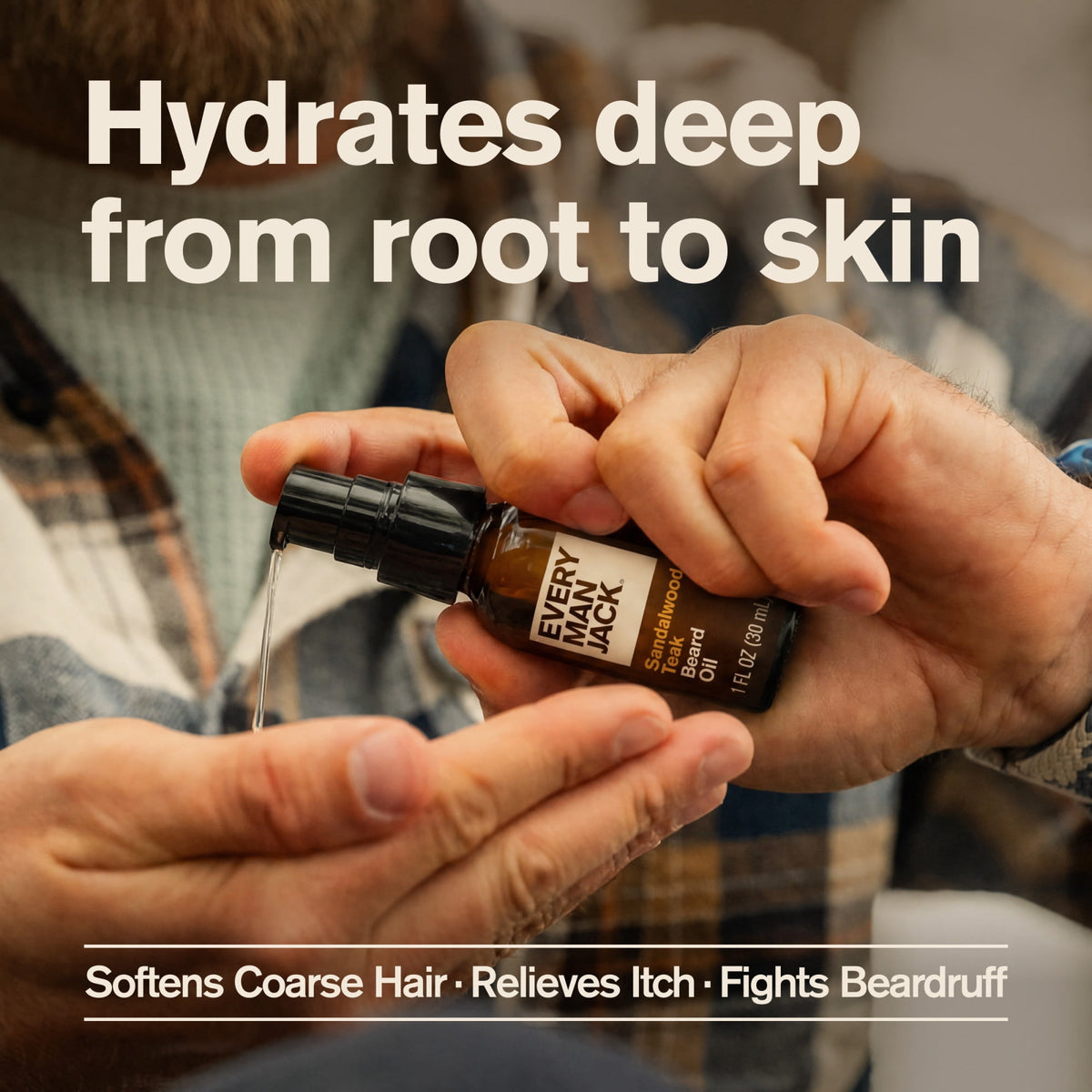 Every Man Jack Sandalwood Teak Beard Oil for Men Moisturizes Your Beard with Shea Butter and Argan Oil with Shea Butter, Argan Oil, 1 fl oz, 1 Count
