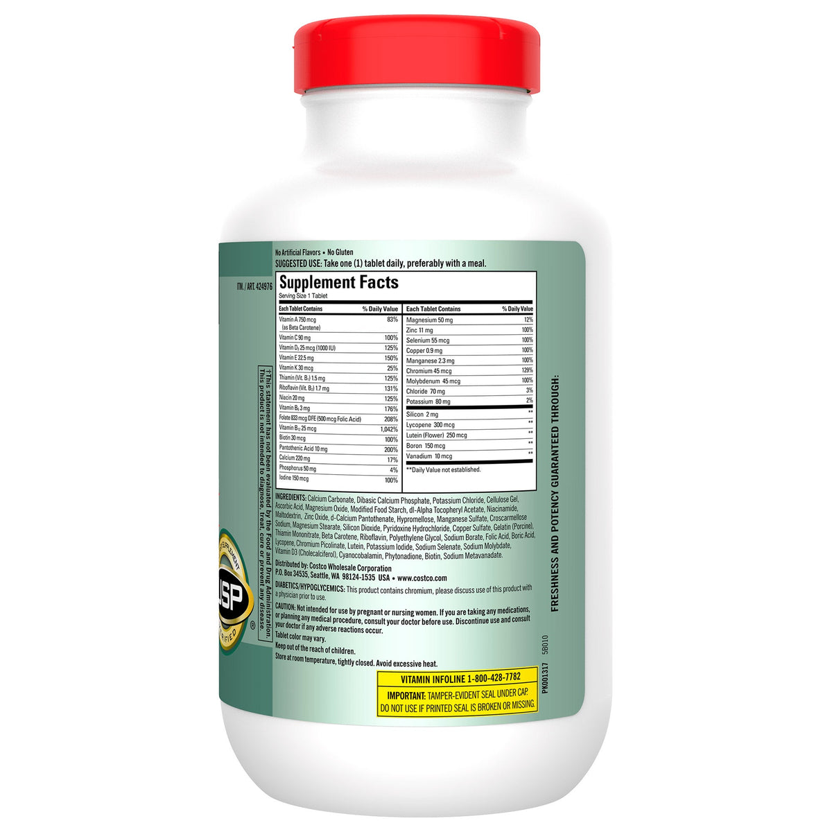 Kirkland Signature Adult 50+ Mature Multi Tablets, 400 ea