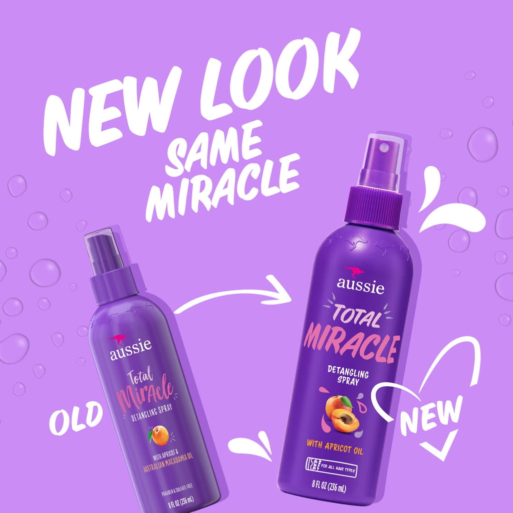 Aussie Total Miracle Hair Detangling Spray with Apricot Oil for All Hair Types, 8 fl oz