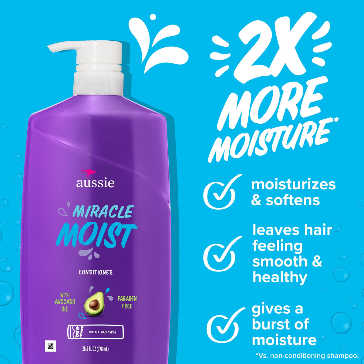 Aussie Miracle Moist Shampoo and Conditioner Set, 26.2 fl oz