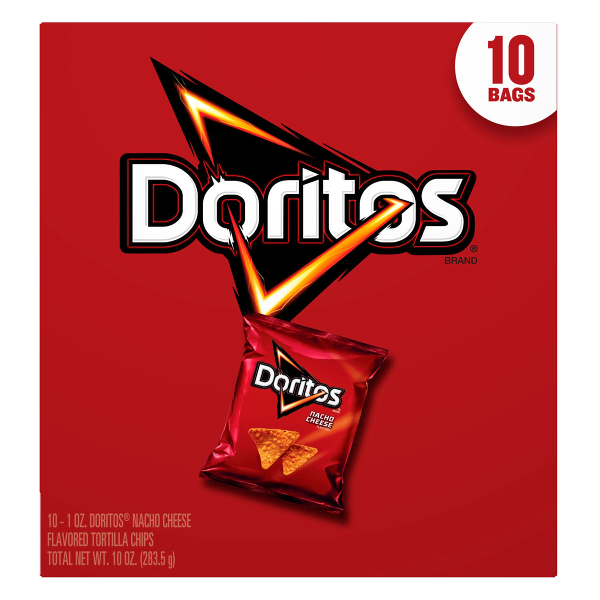 Doritos Nacho Cheese Flavored Tortilla Chips 1 oz, 10 Count
