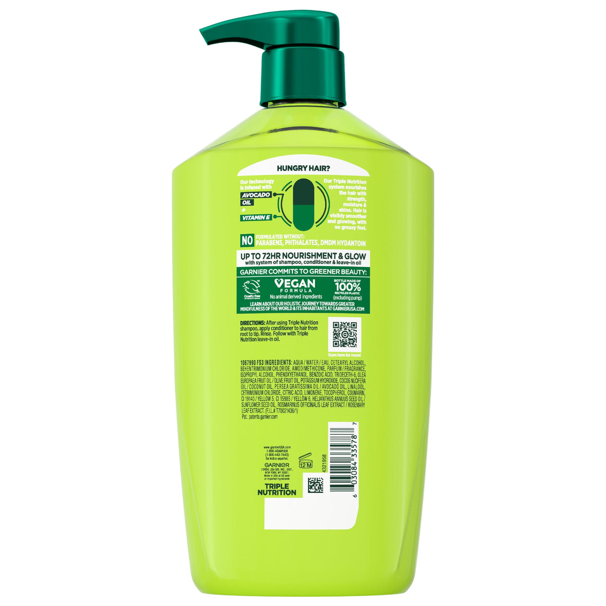 Garnier Fructis Triple Nutrition Fortifying Conditioner with Avocado Oil, 33.8 fl oz