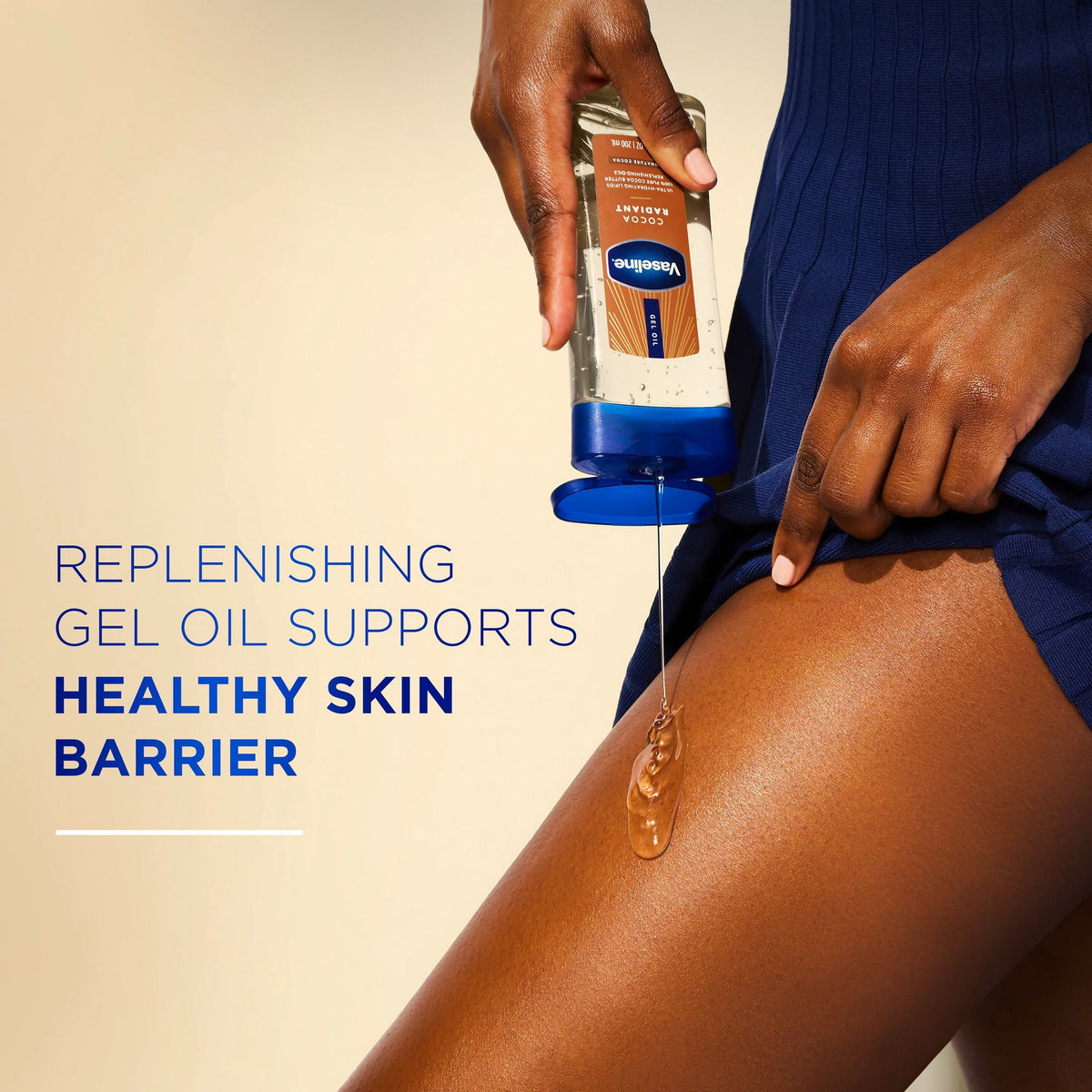 Vaseline Intensive Care Cocoa Radiant Body Gel Oil for Glowing Skin Made with 100% Pure Cocoa Butter + Replenishing Oils, 6.8 fl oz