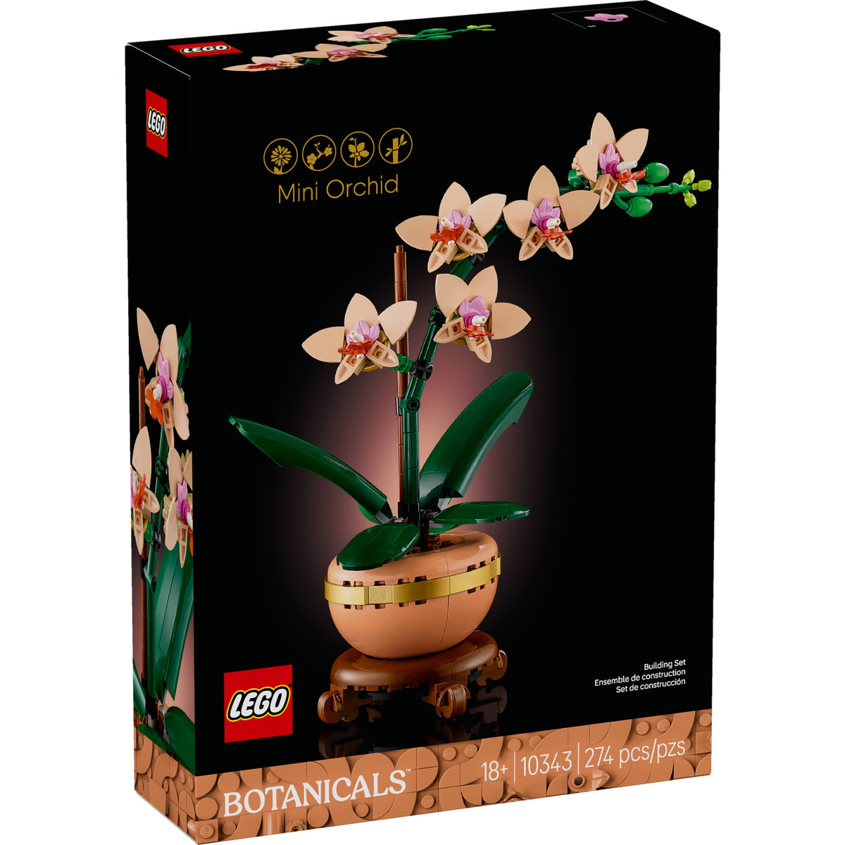 LEGO Botanicals Mini Orchid Building Set 10343, Artificial Plant Home Decor for Adults 18+