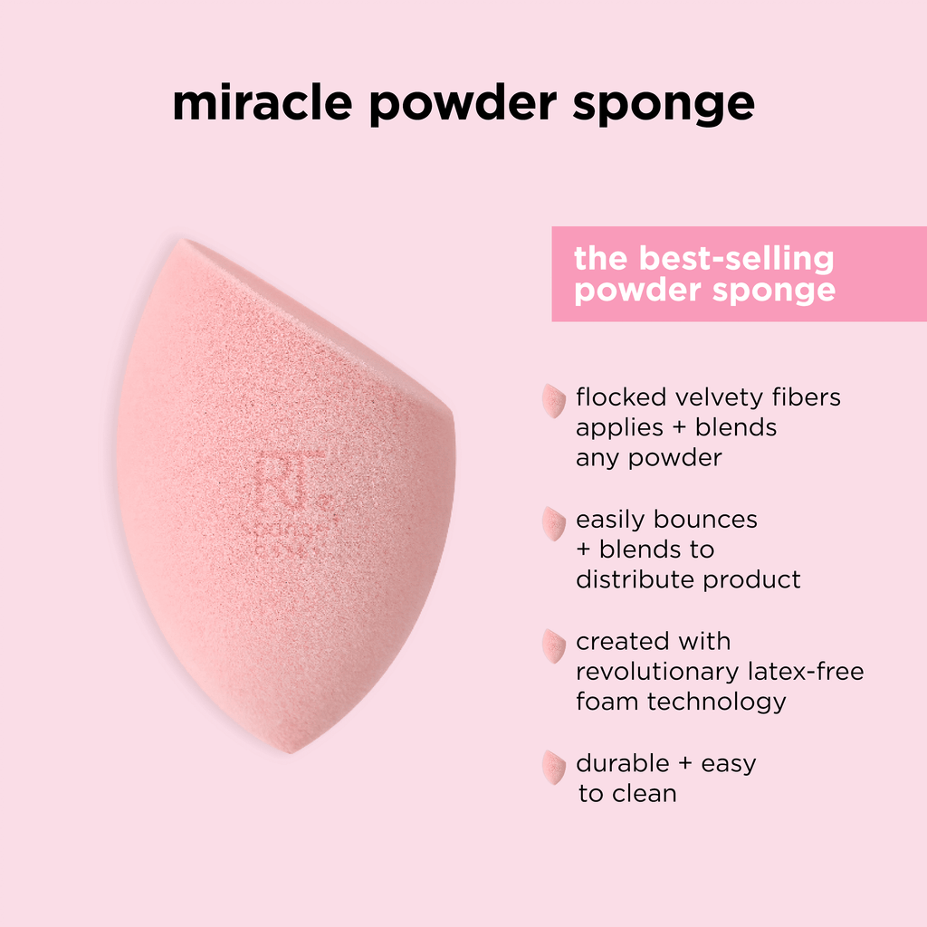 Real Techniques Miracle Powder Sponges, for Loose or Pressed Setting Powders, Pink, 2 Count