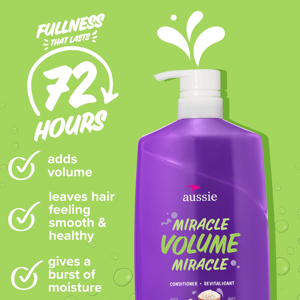 Aussie Miracle Volume Shampoo and Conditioner Set for All Hair Types, 26.2 fl oz