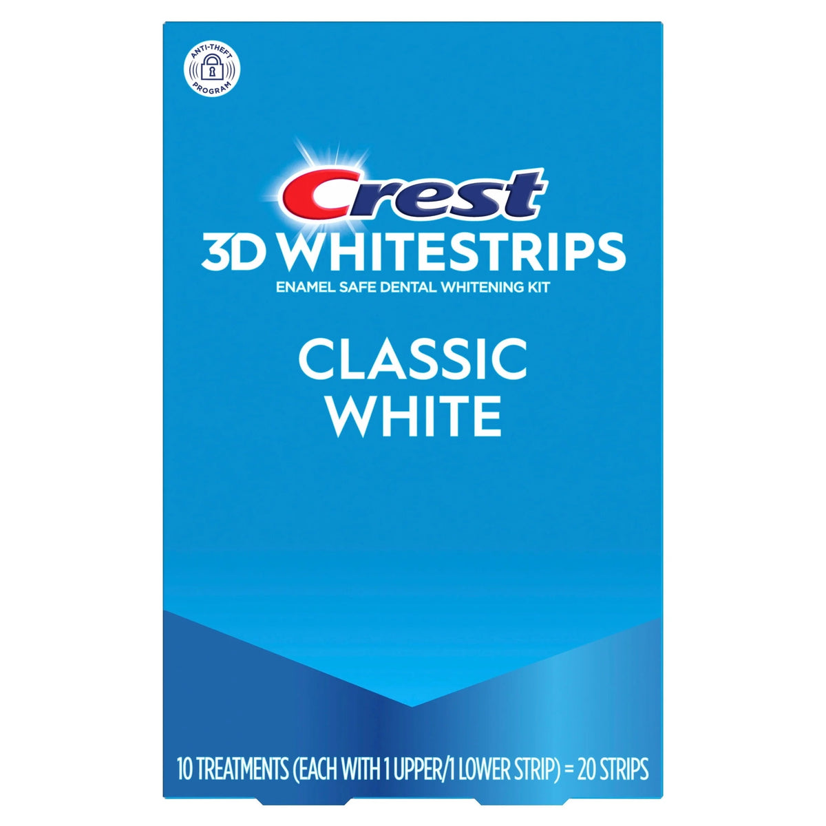 Crest 3DWhitestrips at Home Teeth Whitening, Classic White, 10 Treatments, 20 Strips