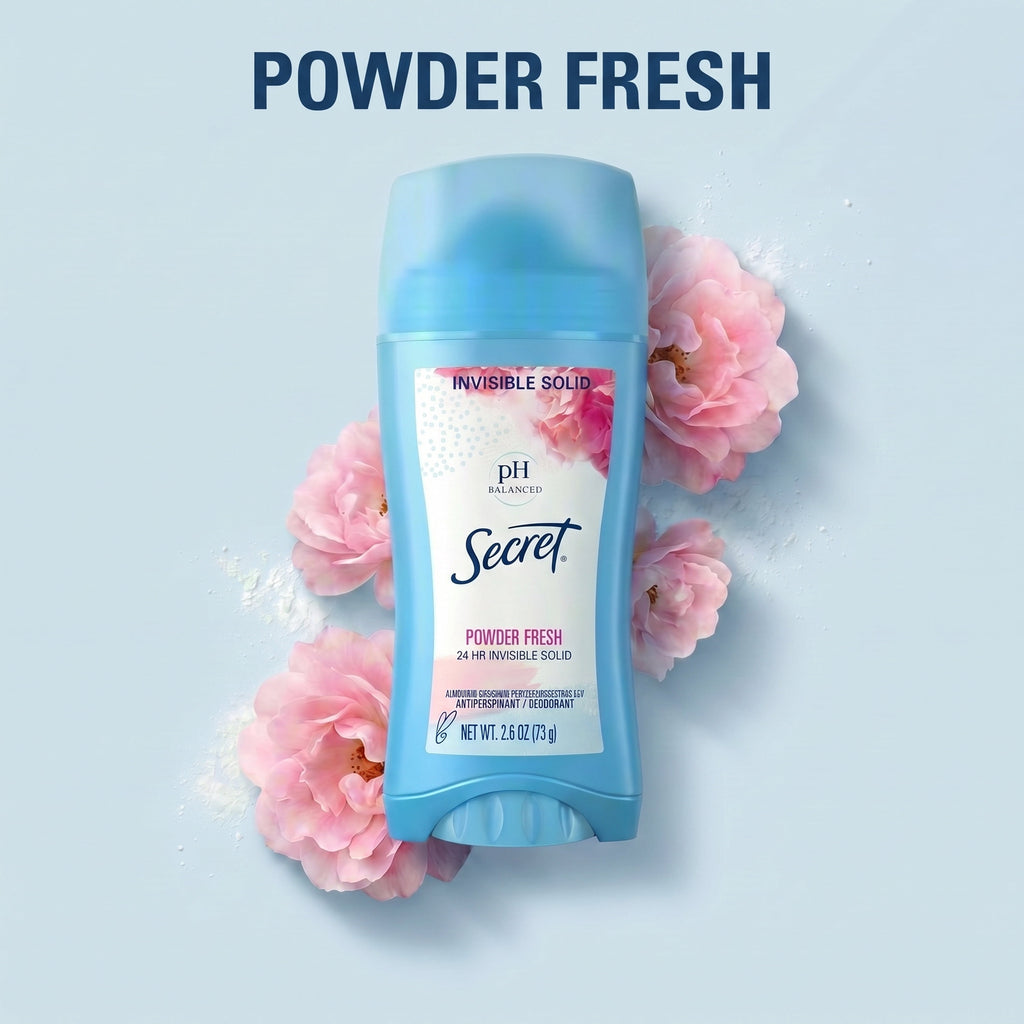 Secret Invisible Solid Antiperspirant Deodorant Stick, Powder Fresh, 2.6oz