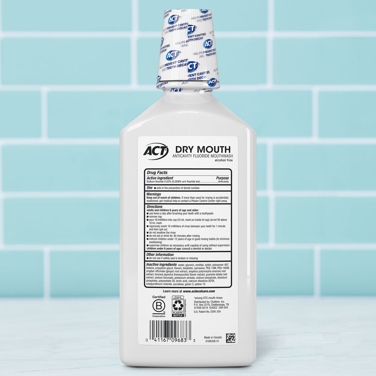 ACT Dry Mouth Anticavity Fluoride Mouthwash, Soothing Mint, 33.8 fl. oz.