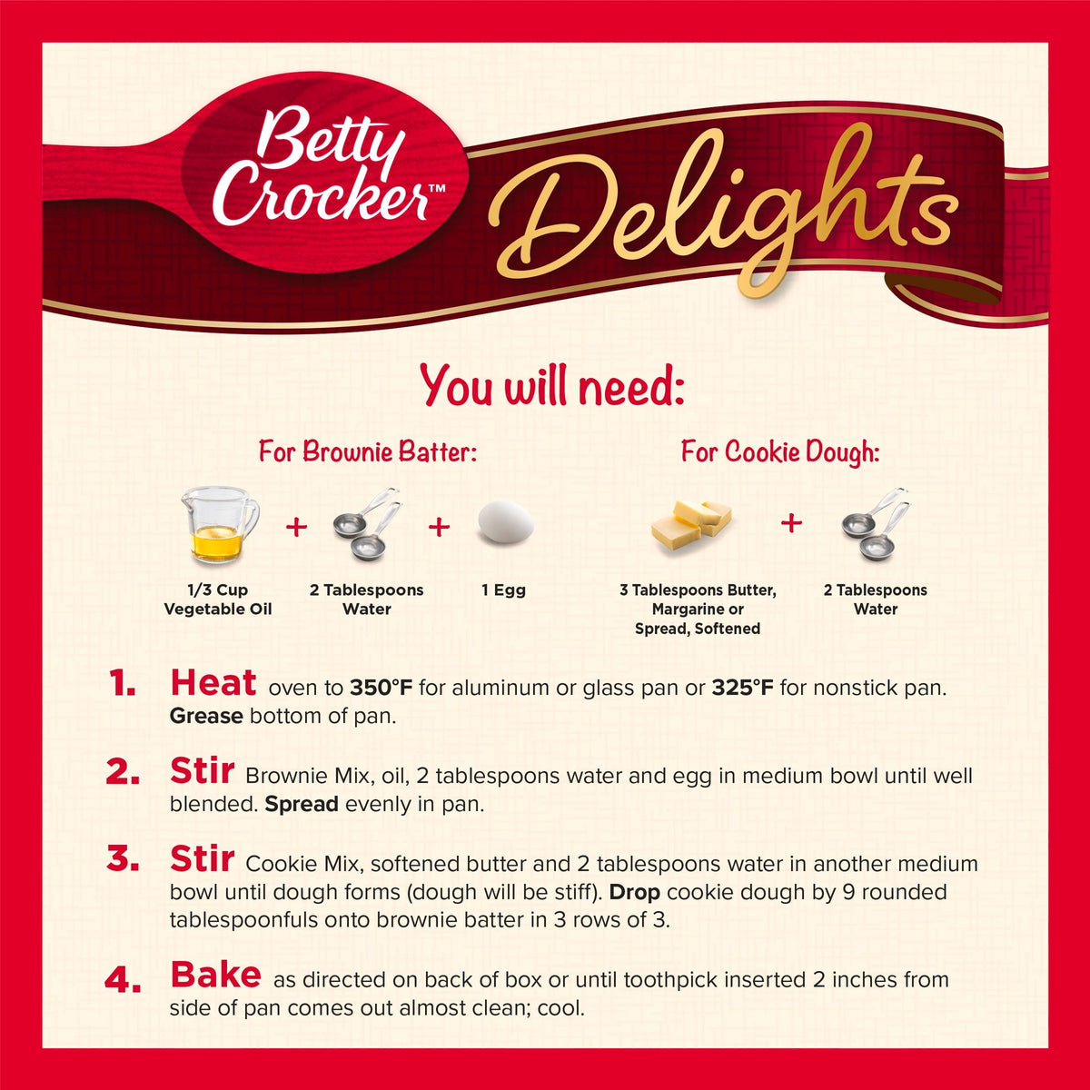Betty Crocker Delights Cookie Brownie Bar Mix, 17.4 oz.