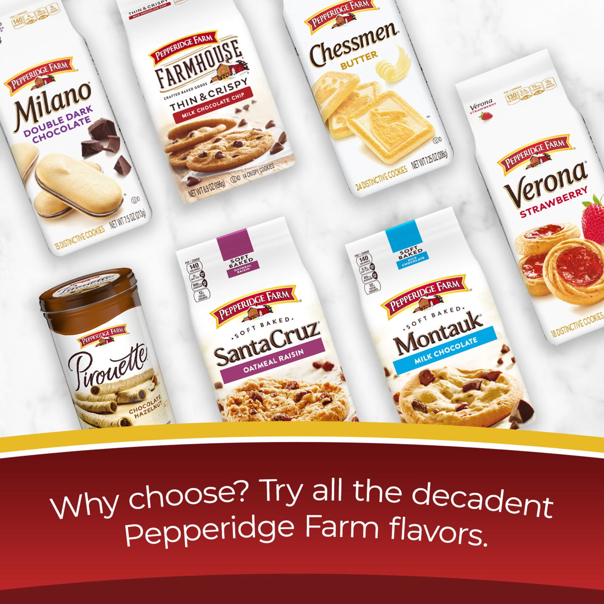 Pepperidge Farm Cookies Chocolate Collection, 7 Cookie Varieties, 13 oz. Box