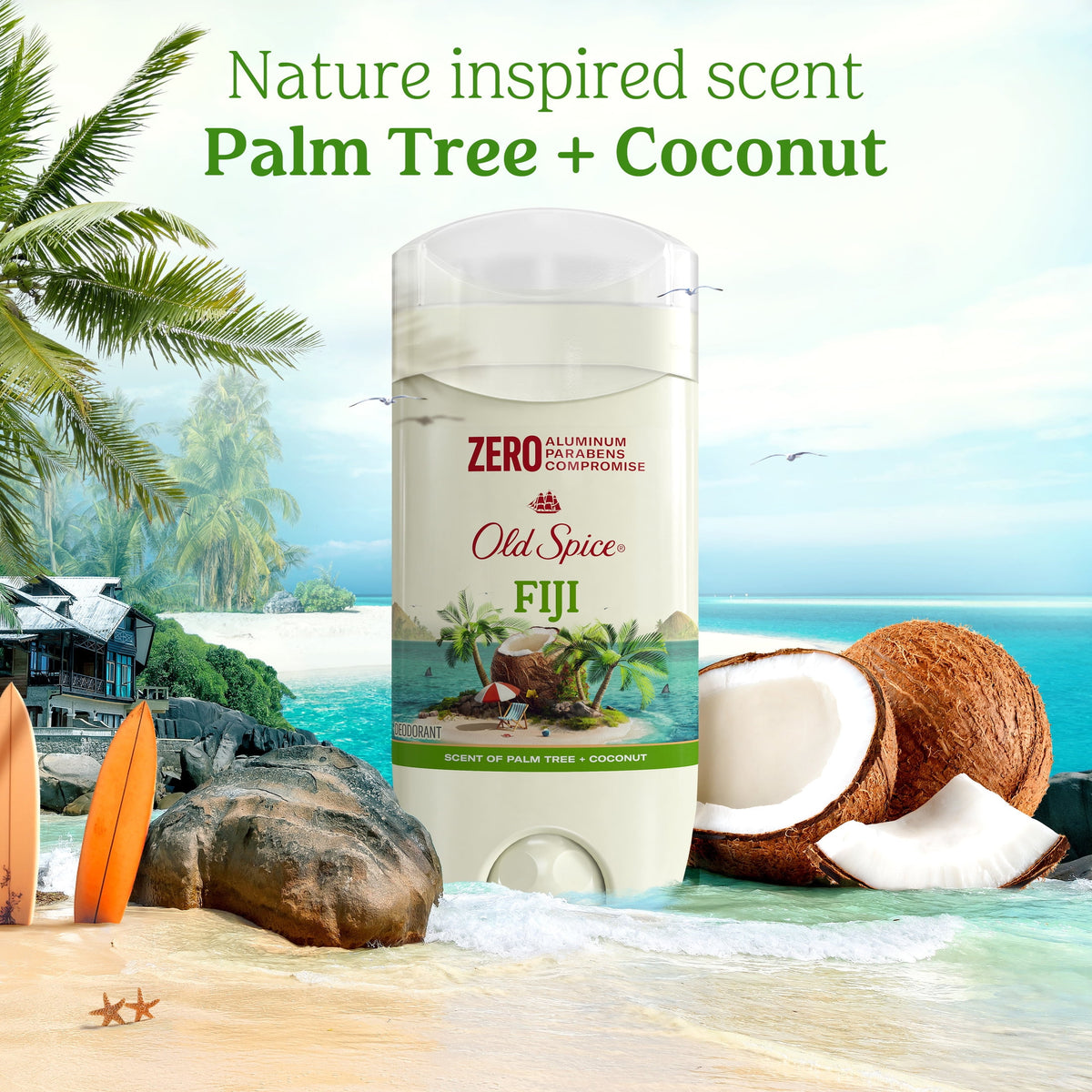 Old Spice Deodorant for Men, Aluminum Free, Invisible Solid Stick, Fiji with Palm Tree, 3.0 oz, 2 Pack