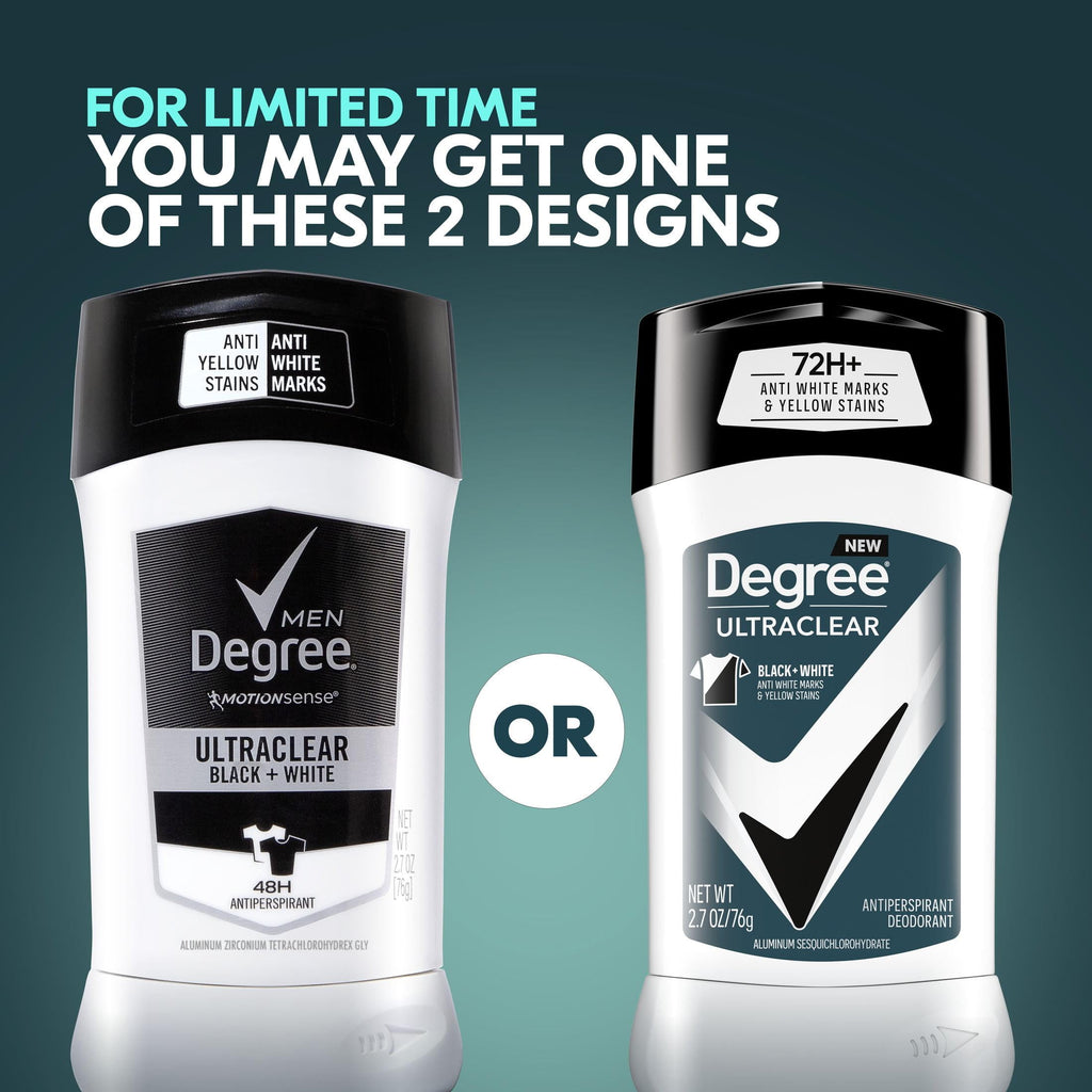 Degree Men UltraClear Antiperspirant Deodorant 72-Hour Sweat & Odor Protection Black + White Antiperspirant For Men With MotionSense Technology 2.7 oz