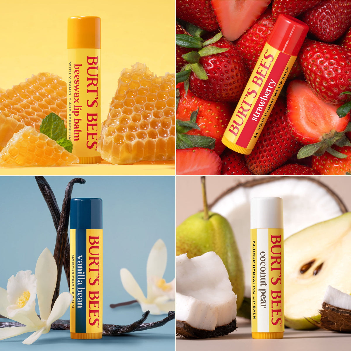 Burt's Bees Best of Burt's Hydrating Lip Balm Variety Pack, Multi Flavor, 4 Pack