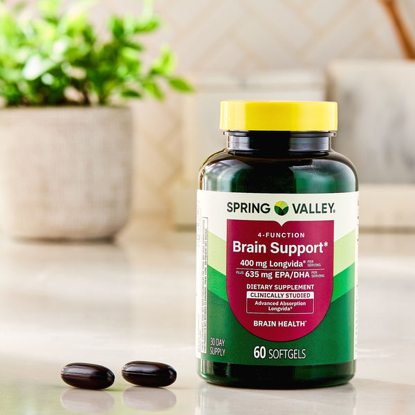 Spring Valley 4-Function Brain Support Dietary Supplement, 60 Count