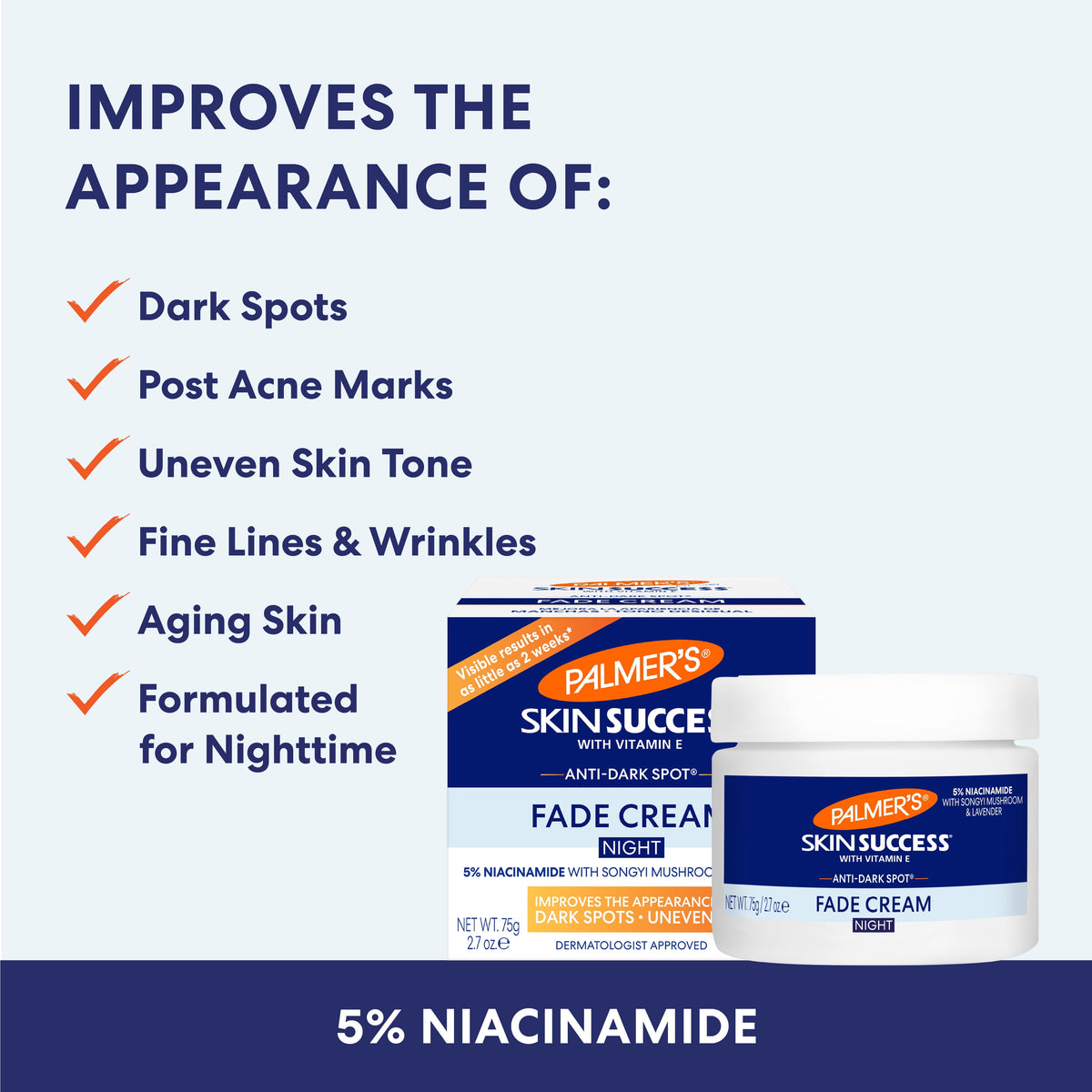 Palmer's Skin Success Anti-Dark Spot Nighttime Fade Cream with Retinol & Niacinamide, Dark Spot Corrector for Face, Night Moisturizer Helps Reduce