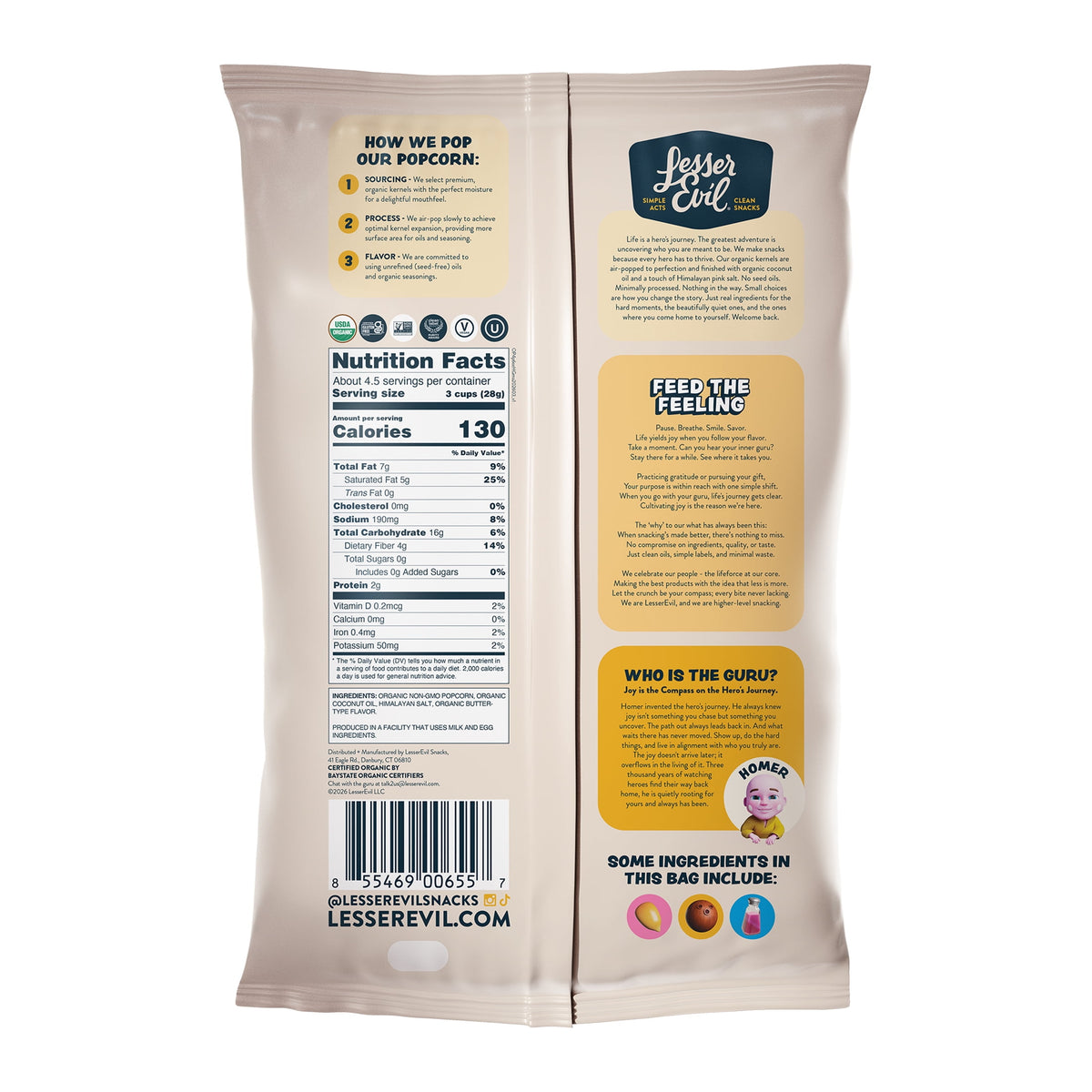 LesserEvil Himalayan Gold Organic Popcorn, 4.6 oz