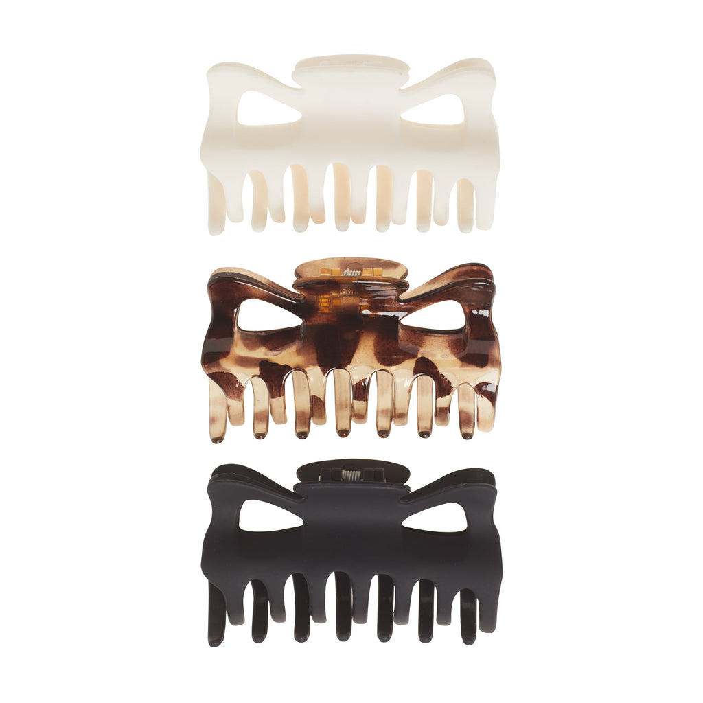 Goody Classic Large Claw Clips 3 Ct Neutral Colors