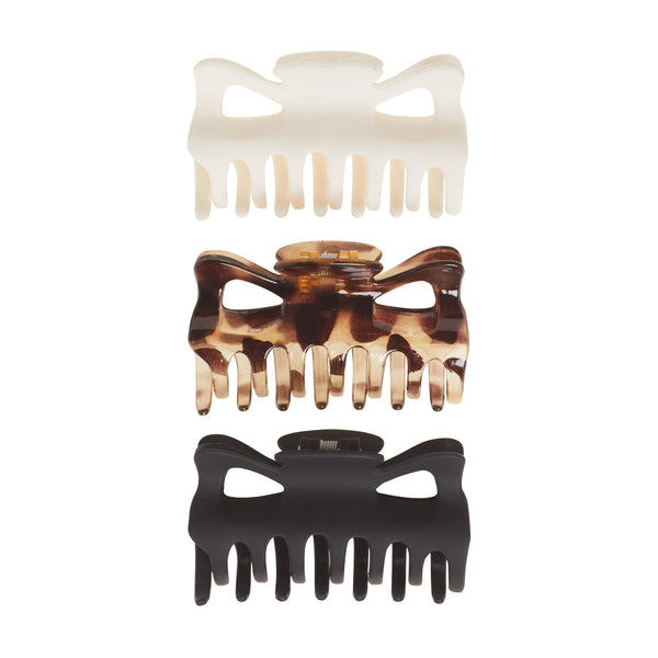 Goody Classic Large Claw Clips 3 Ct Neutral Colors