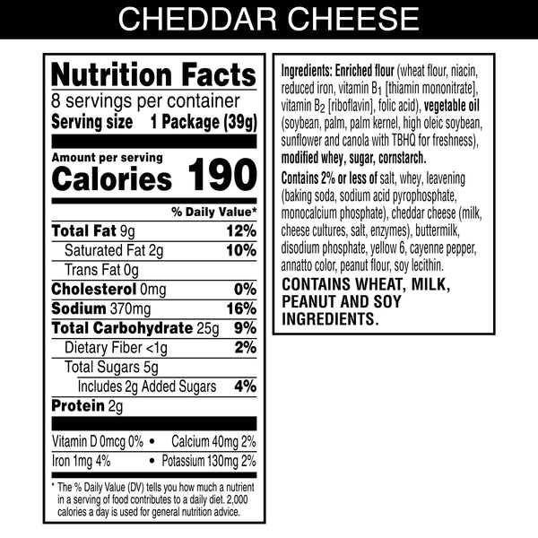 Austin Cheddar Cheese Flavored Sandwich Crackers, Lunch Snacks, 8 Count