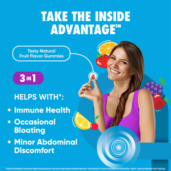 Digestive Advantage Daily Probiotic Gummies, Natural Fruit Flavors, Helps Protein Absorption, Supports Immune Health, Gut Health, 60 Gummies