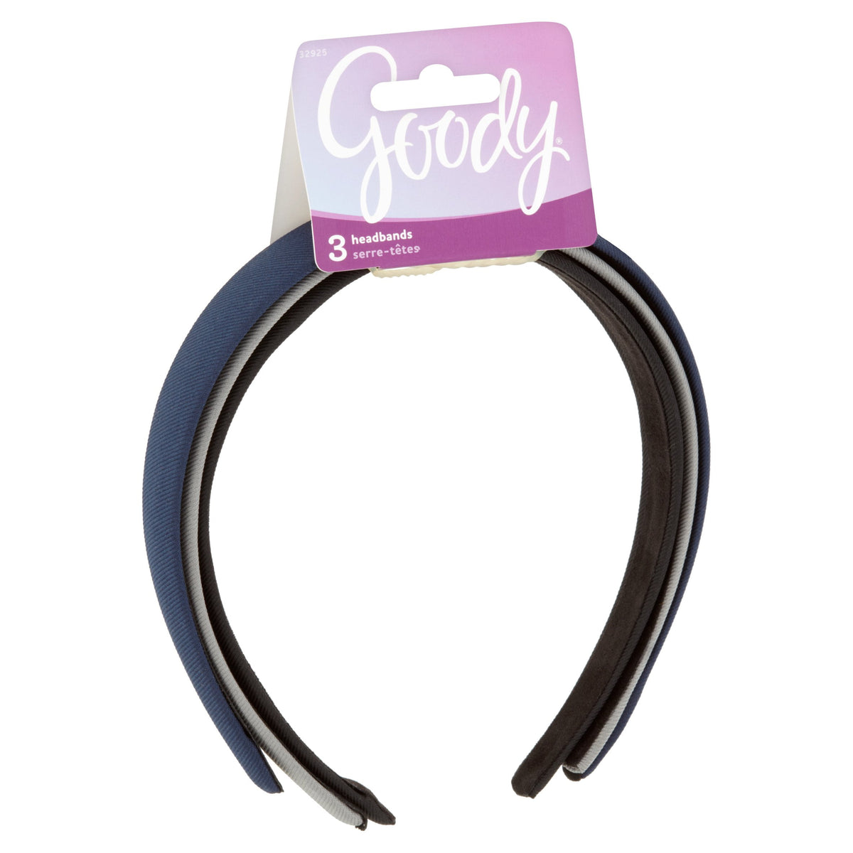 Goody Fabric Covered Headbands for All Hair Types, Neutral Tones, Comfort Fit, 3 Ct
