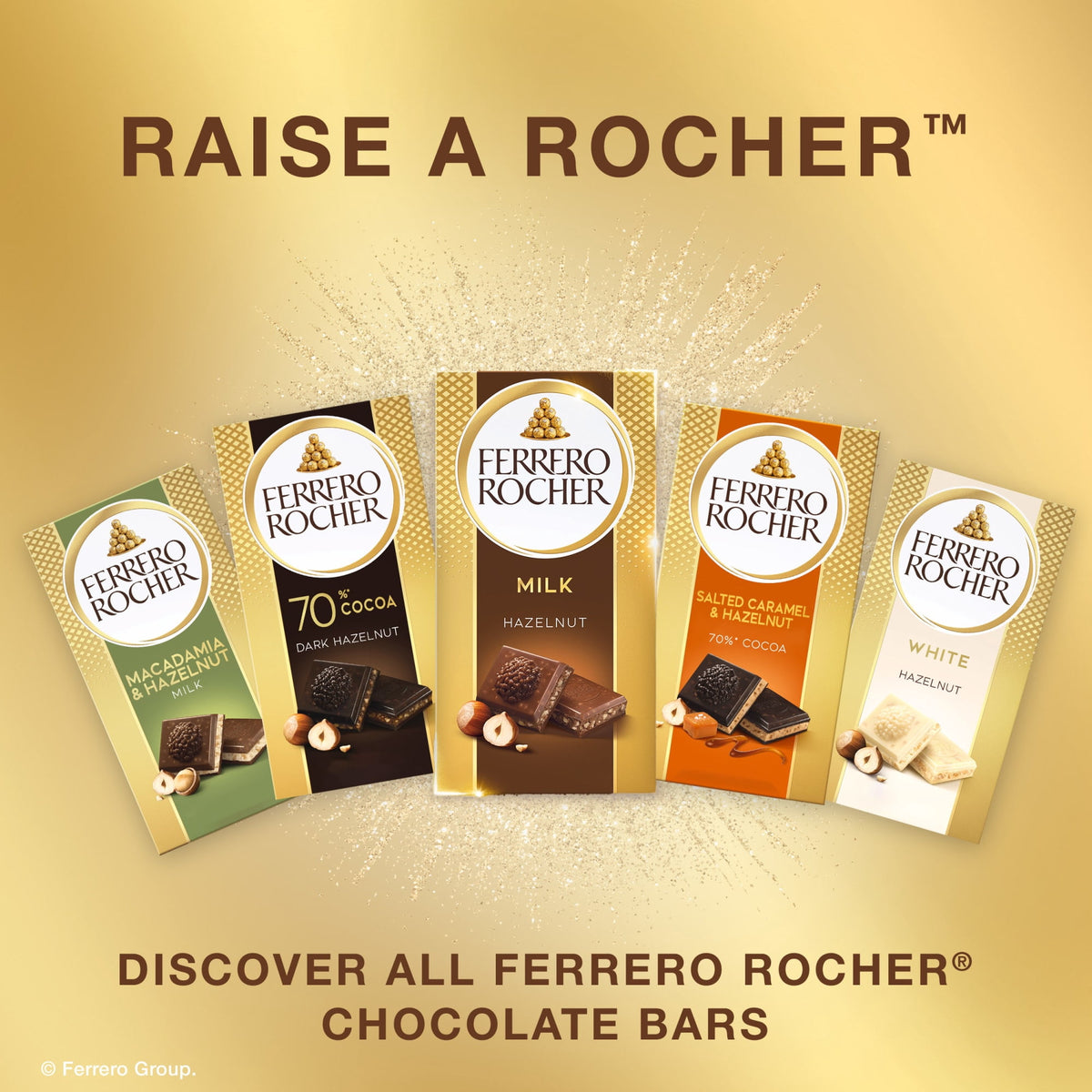 Ferrero Rocher premium chocolate bar, Milk Chocolate with Hazelnut Filling, Perfect Self Treat, 3.1 oz Each