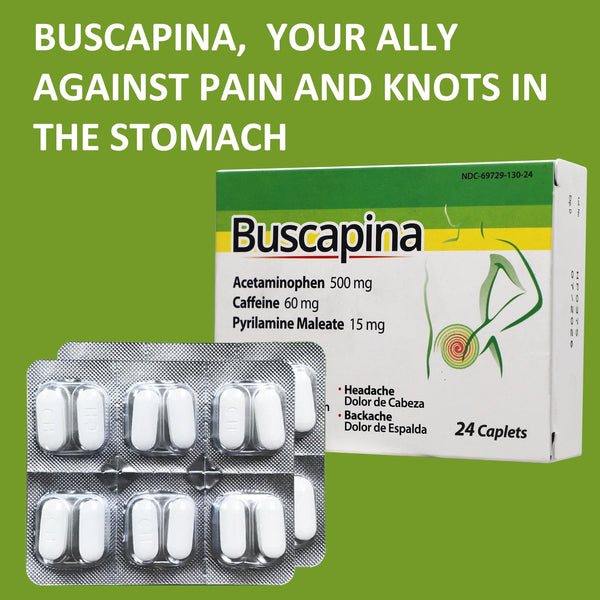 Buscapina Multi Symptom Acetaminophen and Caffeine Pain Relief, 24 Tablets
