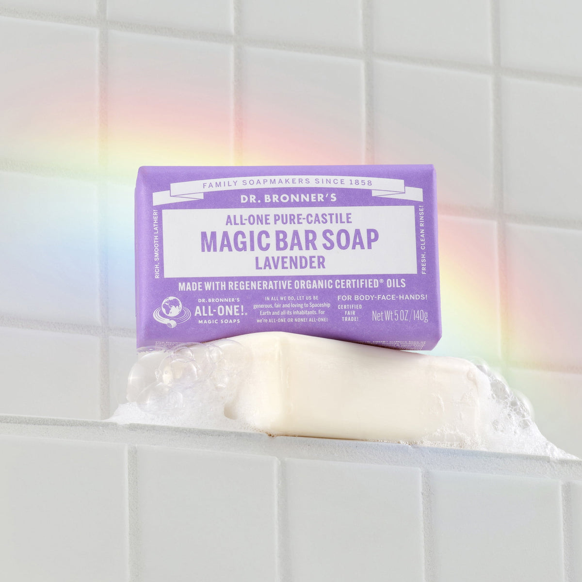 Dr.Bronner's Magic Bar Soap, Lavender, Pure-Castile Soap, 5 oz