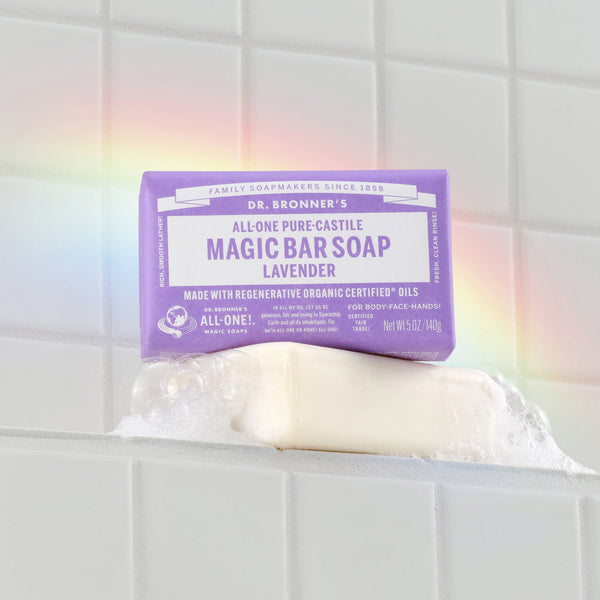 Dr.Bronner's Magic Bar Soap, Lavender, Pure-Castile Soap, 5 oz