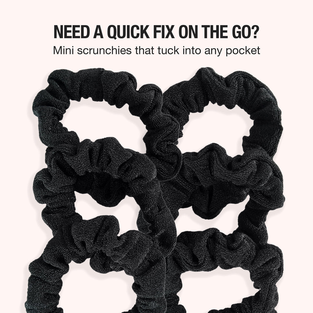 Scunci Mini Washable Scrunchie Hair Ties, Black, 6 Count