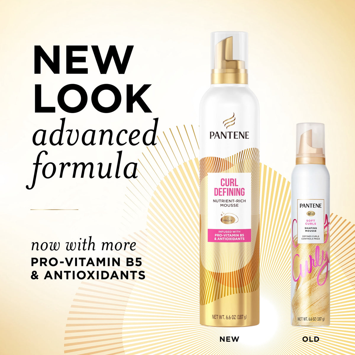Pantene Curl Defining Mousse, Pro-Vitamin B5 and Antioxidant Formula, Moisture Lock, 6.6 fl oz