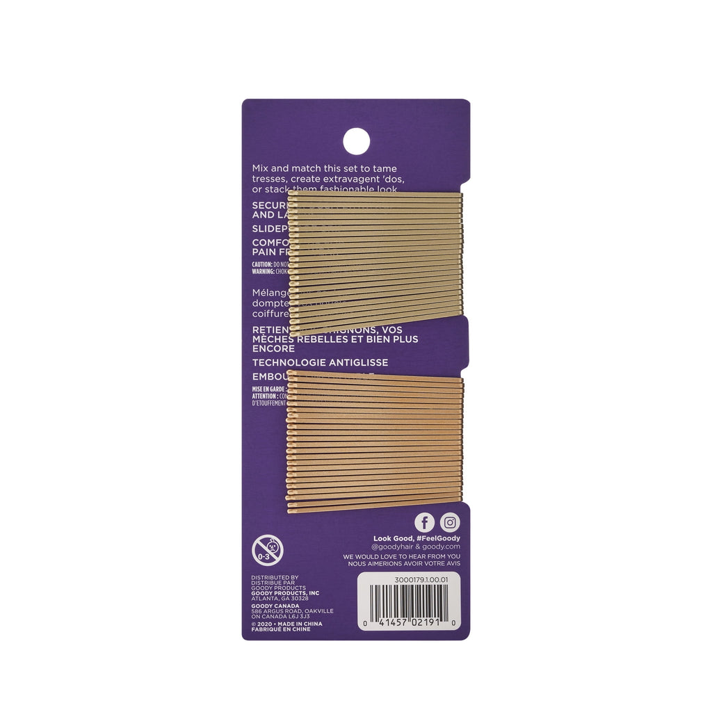 Goody Blonde Bobby Pins, Slide Proof Grip Comfort Tip, Pain Free Wear, Blonde, 48Ct