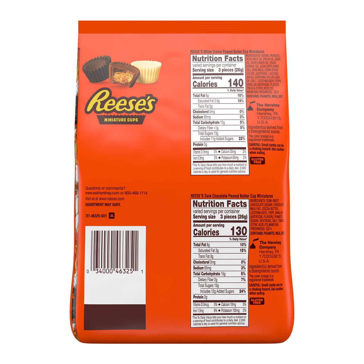 Reese's Miniatures Chocolate Peanut Butter Cups Candy, Party Pack, 26.6 oz