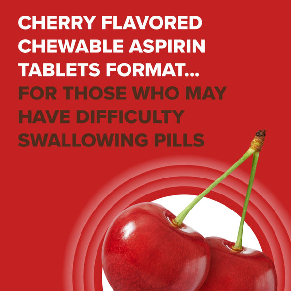 Bayer Chewable Aspirin Regimen Low Dose Pain Reliever Tablets, 81mg, Cherry, 108 Count