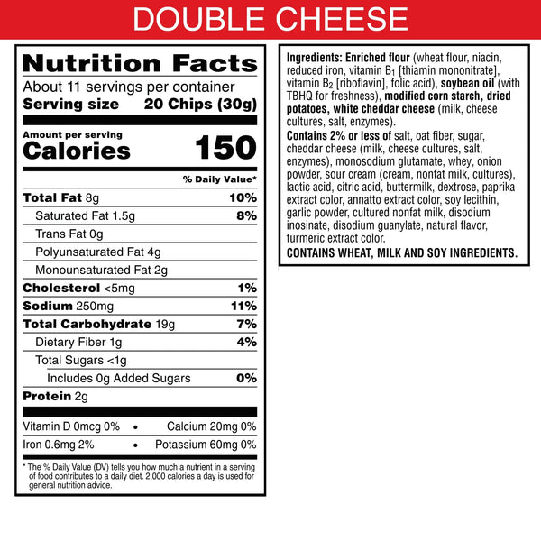 Cheez-It Snap'd Double Cheese Cheesy Baked Chips, Lunch Snacks, 12 oz