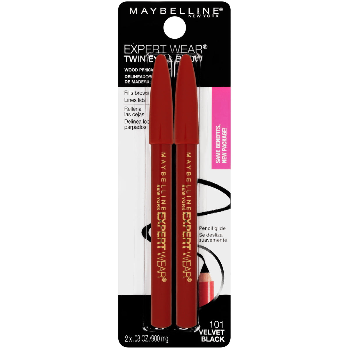 Maybelline Expert Wear Twin Brow and Eye Pencils, Velvet Black