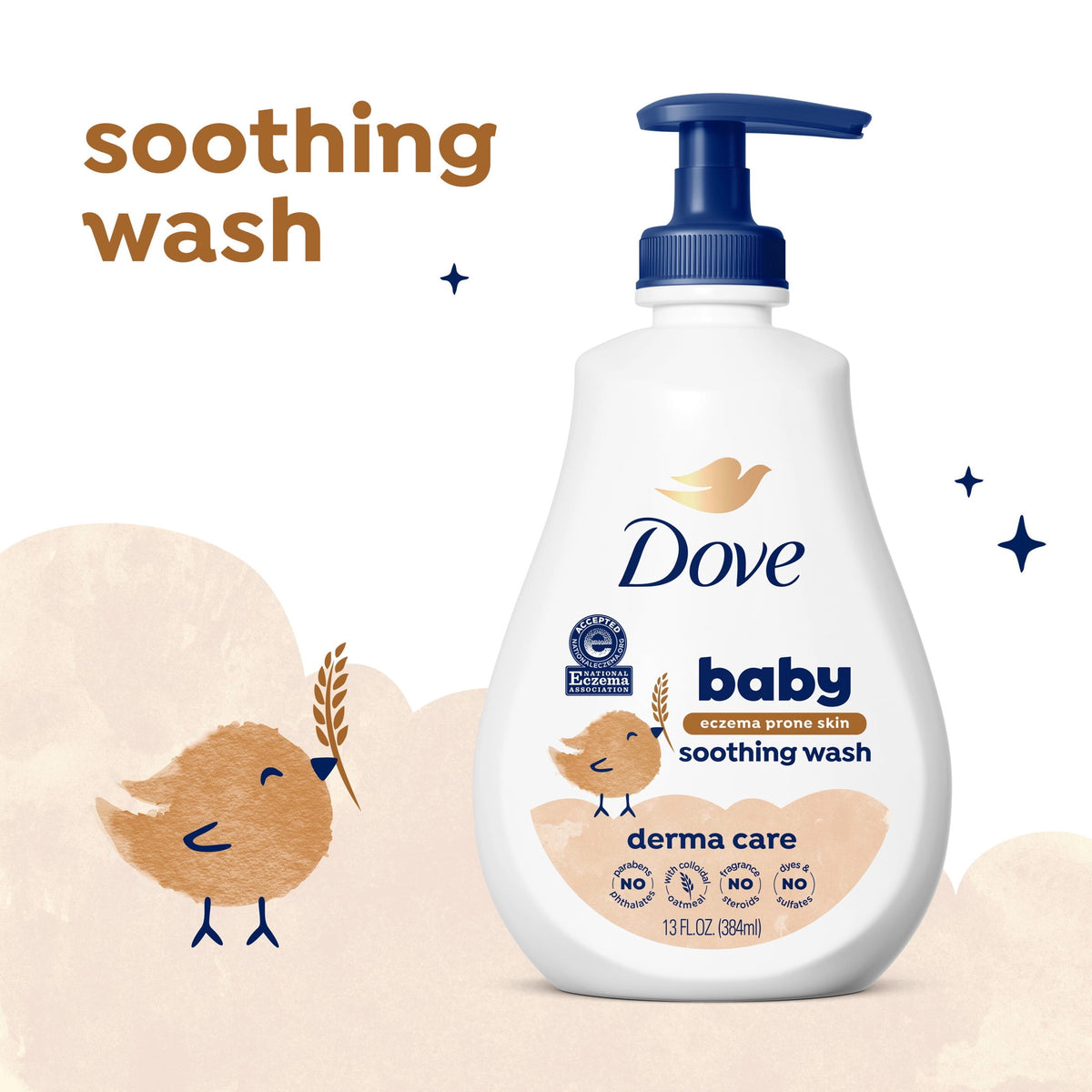 Baby Dove Derma Care Skin Care with Colloidal Oatmeal Soothing Wash Suitable for eczema prone skin, 13 fl oz