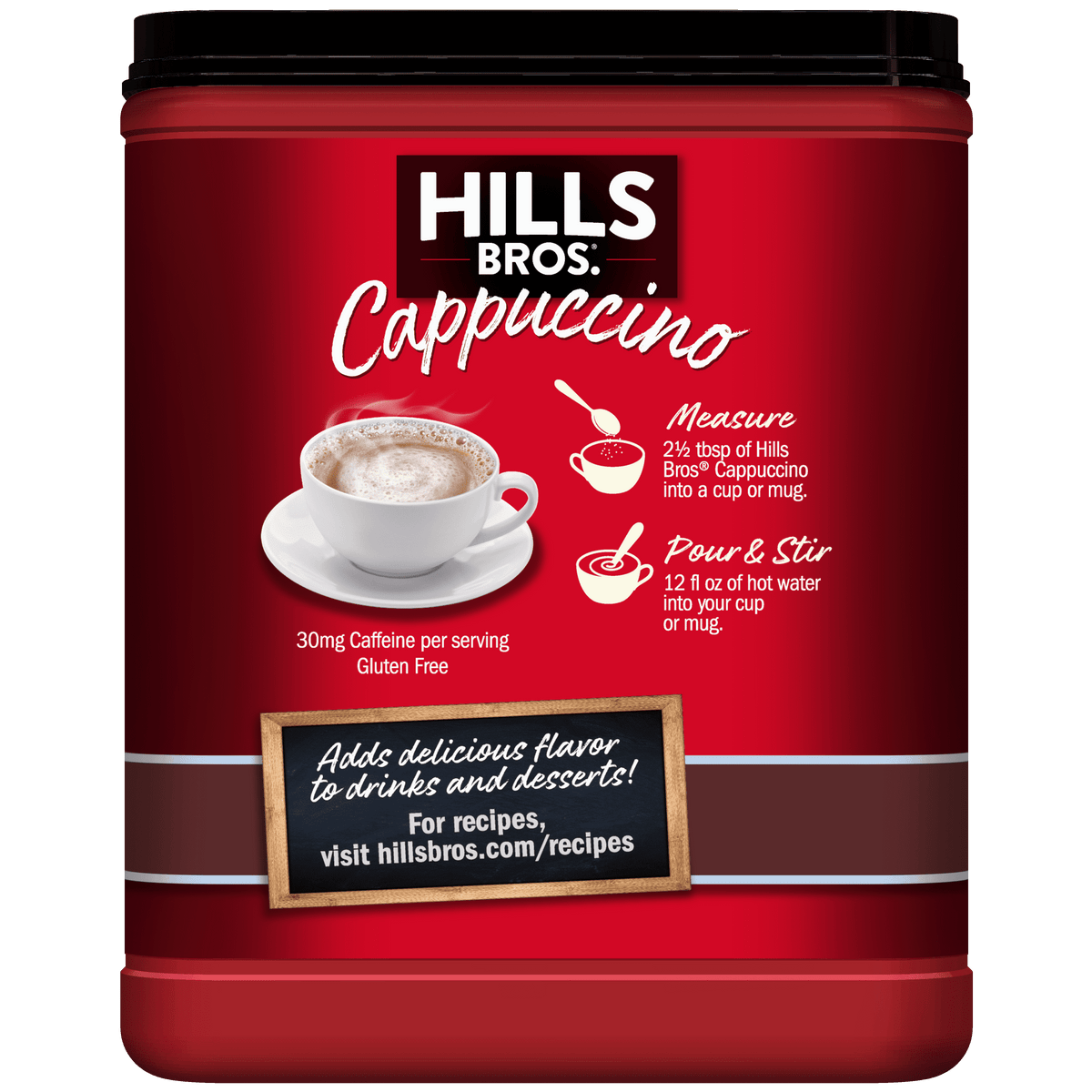 Hills Bros. Sugar-Free Double Mocha Cappuccino Instant Coffee Mix 12 Ounce Canister