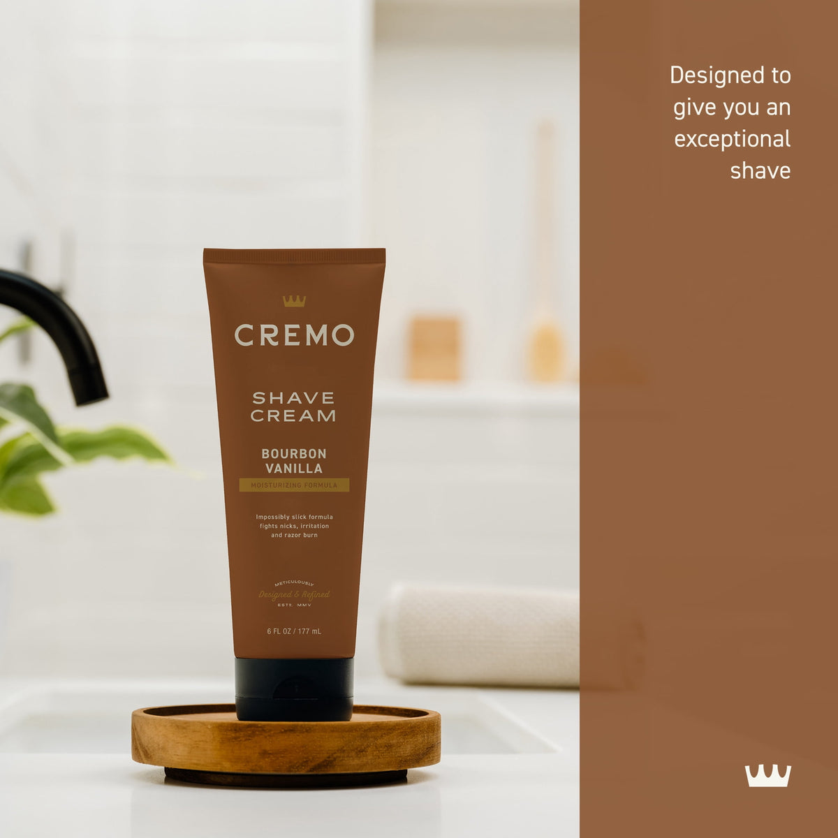 Cremo Concentrated Men's Shave Cream, Bourbon Vanilla Scent, 6 fl oz
