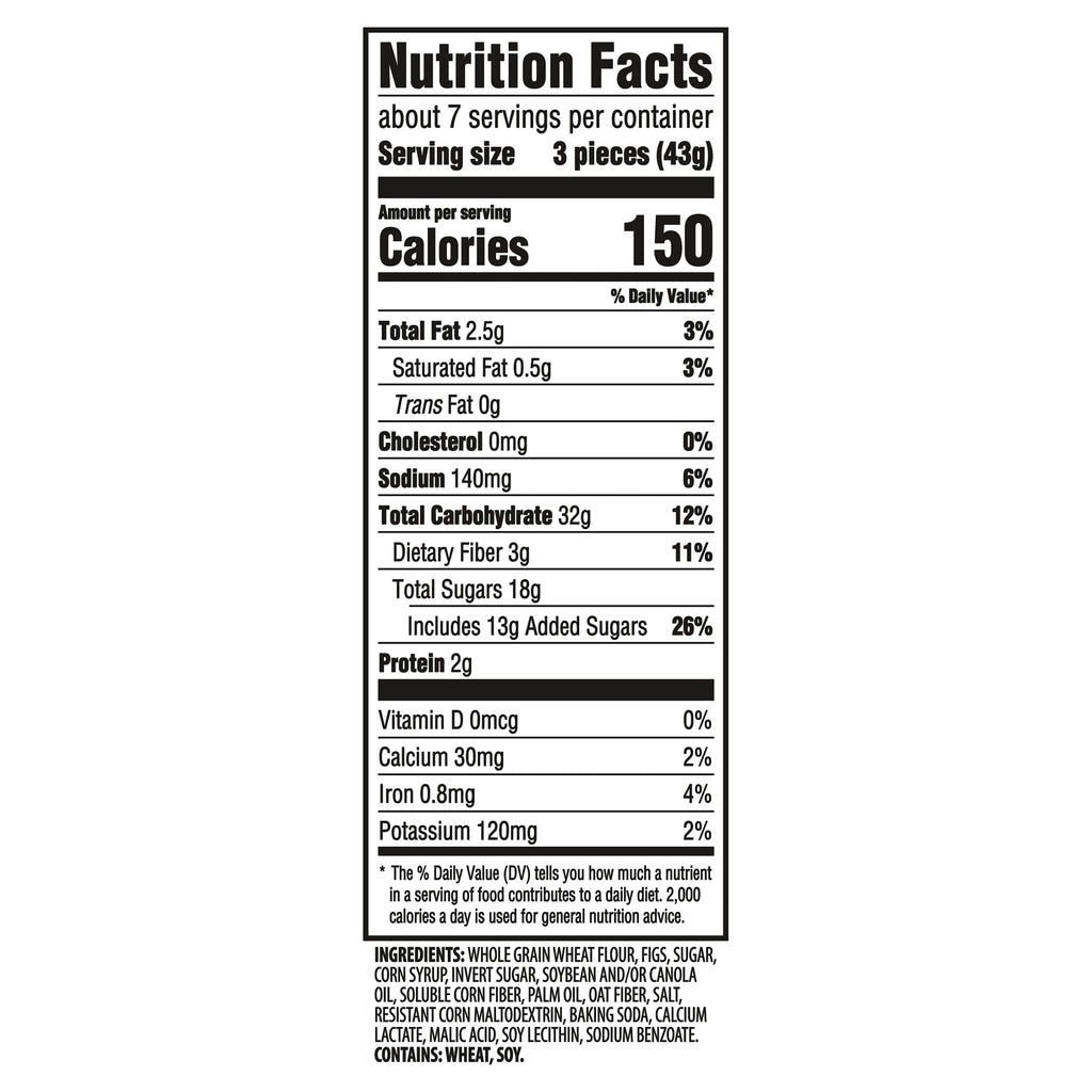 NEWTONS 100% Whole Grain Wheat Soft Baked Real Fruit Fig Bars, Fig Cookies, 10 oz