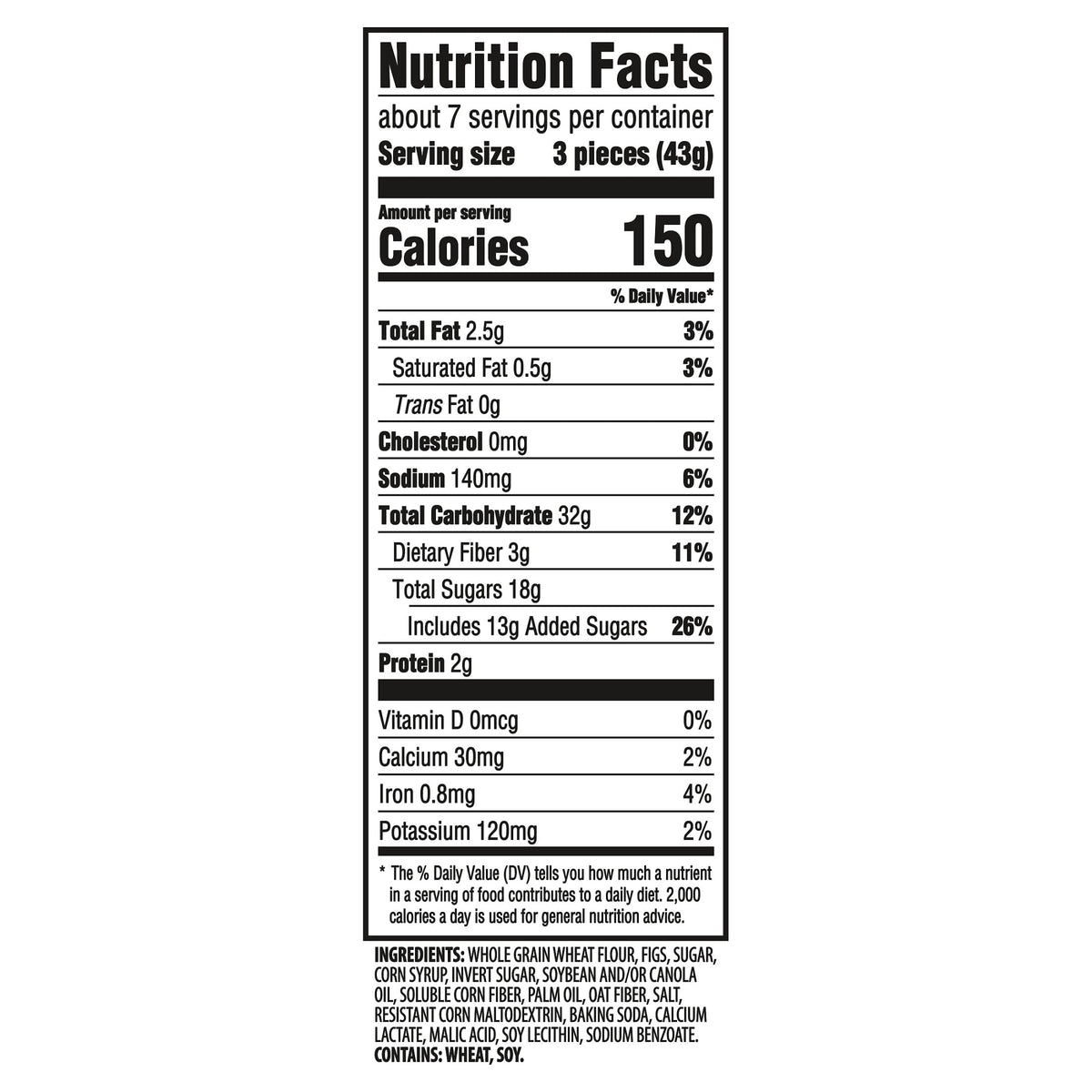 NEWTONS 100% Whole Grain Wheat Soft Baked Real Fruit Fig Bars, Fig Cookies, 10 oz