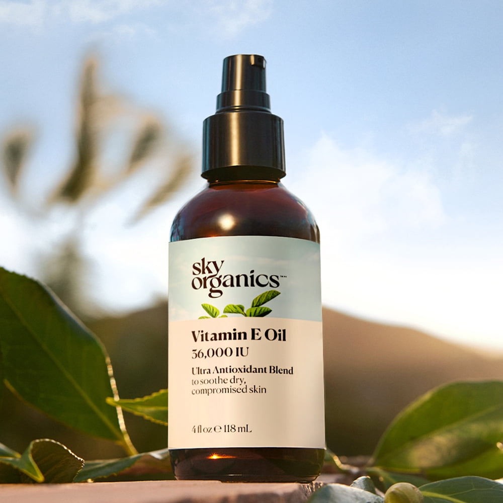 Sky Organics Vitamin E Oil for Soothing Dry, Compromised Skin, 4 fl oz