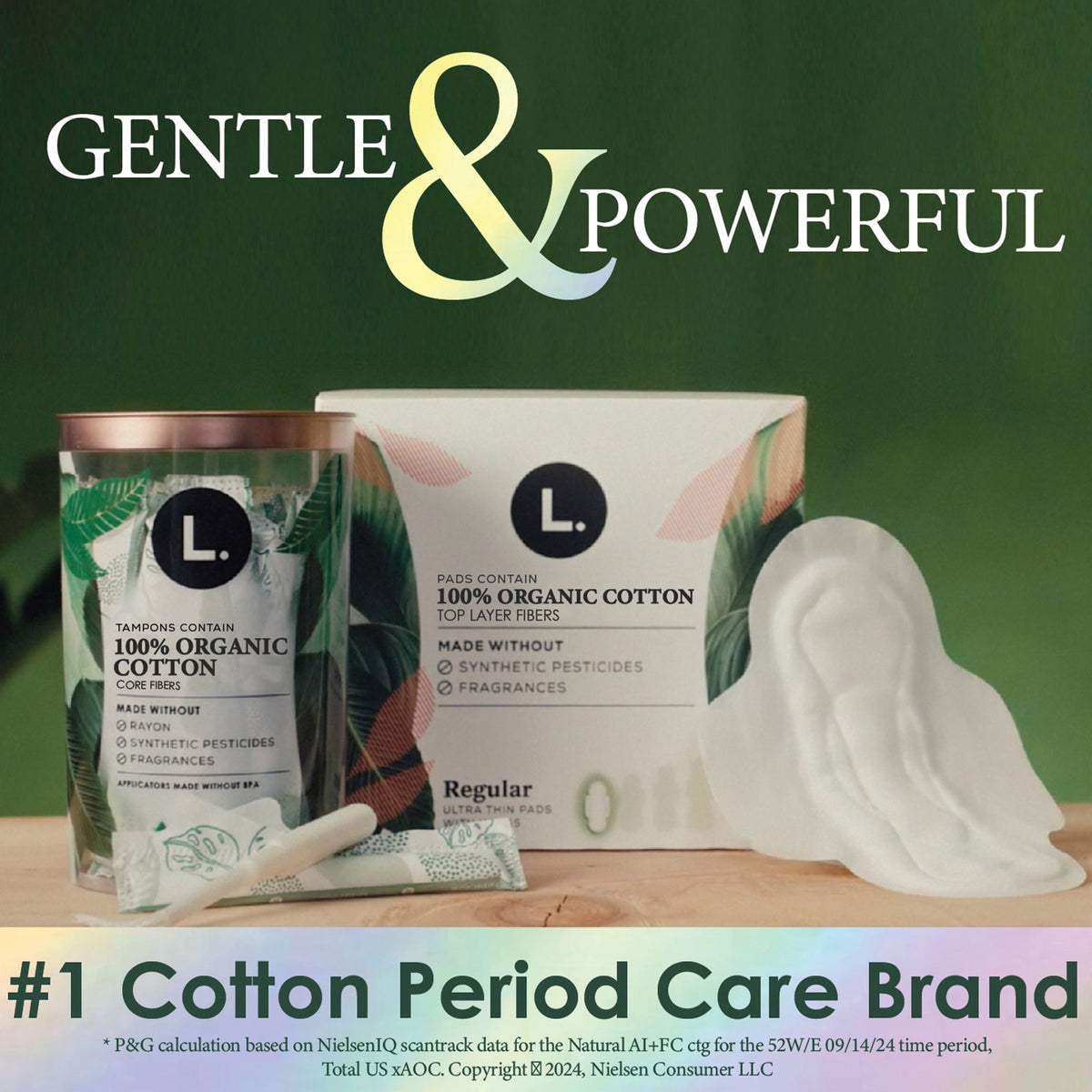 L. Organic Cotton Regular Absorbency Tampons, 30 Count