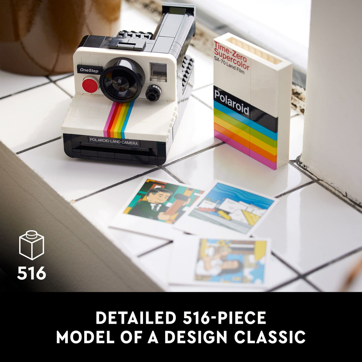 LEGO Ideas Polaroid OneStep SX-70 Camera Building Set 21345, Collectible Display Model